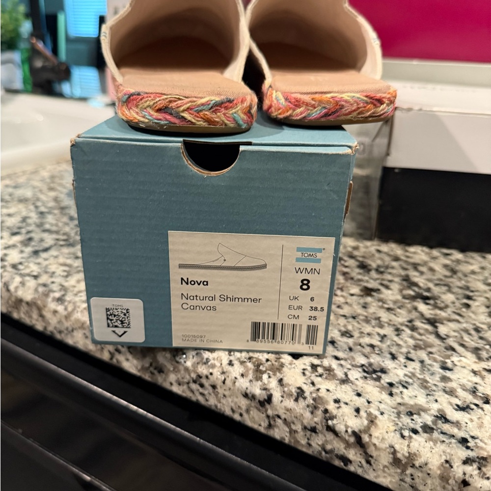 Toms Natural Shimmer Canvas Espadrilles with Multicolor Trim